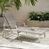 Outdoor Wicker and Aluminum Chaise Lounge, Gray Finish - NH455503