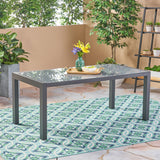 Outdoor Tempered Glass Dining Table with Aluminum Frame - NH066503