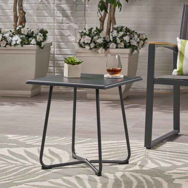 Outdoor Modern 18" Side Table with Steel Legs - NH799803