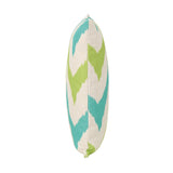 Outdoor Water Resistant 18-inch Square Pillow, Teal / Green Chevron - NH597503