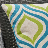 Outdoor 18-inch Water Resistant Square Pillows, Blue and Green - NH415503