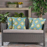 Outdoor 18-inch Water Resistant Square Pillows, Blue and Green - NH415503