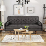 Mid Century Modern Microfiber Sofa with Button Accents - NH887703