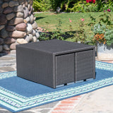 Outdoor 3 Piece Aluminum Framed Coffee Table and Ottoman Set - NH399403