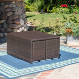 Outdoor 3 Piece Aluminum Framed Coffee Table and Ottoman Set - NH399403