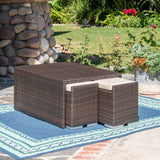 Outdoor 3 Piece Aluminum Framed Coffee Table and Ottoman Set - NH399403