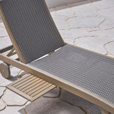 Outdoor Wicker and Wood Chaise Lounge with Pull-Out Tray - NH276703