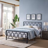 Queen-Size Geometric Platform Bed Frame, Iron, Modern, Low-Profile - NH285703