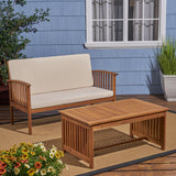 Outdoor Acacia Wood Loveseat & Coffee Table Set - NH460603