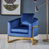 Modern Velvet Glam Armchair with Stainless Steel Frame - NH809803