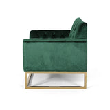 Modern Glam Button Tufted Diamond Stitch Velvet Club Chair with Gold Frame - NH376703