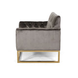 Modern Glam Button Tufted Diamond Stitch Velvet Club Chair with Gold Frame - NH376703