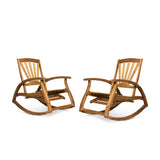 Outdoor Rustic Acacia Wood Recliner Rocking Chairs (Set of 2) - NH239603