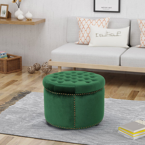 Glam Velvet Tufted Ottoman - NH089403