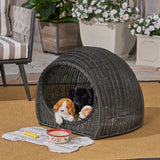 Outdoor Wicker Igloo Cushioned Pet Bed - NH872603