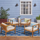 Outdoor Acacia Wood Club Chairs with Water-Resistant Cushions (Set of 4) - NH829603