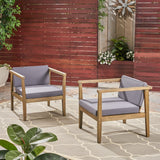 Outdoor Acacia Wood Club Chairs with Water-Resistant Cushions (Set of 2) - NH309603