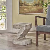 Modern Z-Shaped Lightweight Concrete Accent Side Table - NH728503