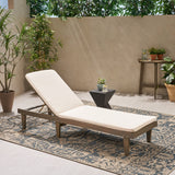 Outdoor Acacia Wood Chaise Lounge and Cushion Set - NH787903