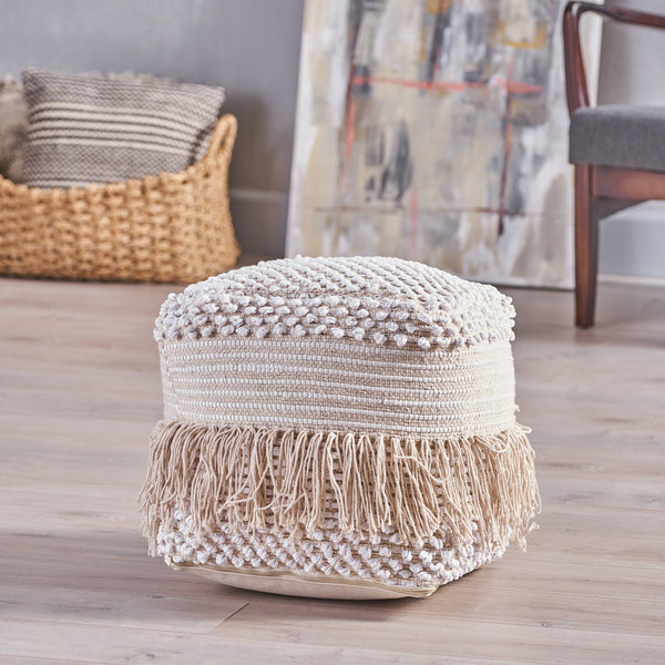 Handcrafted Boho Fabric Pouf - NH050603