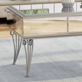 Modern Mirrored Coffee Table with Drawer, Tempered Glass - NH834703