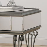 Modern Mirrored Accent Table with Drawer, Tempered Glass - NH044703