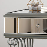 Modern Mirrored Accent Table with Drawer, Tempered Glass - NH044703