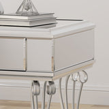 Modern Mirrored Accent Table with Drawer, Tempered Glass - NH044703