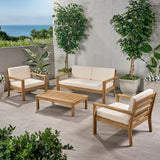 Outdoor 4 Seater Acacia Wood Chat Set with Cushions - NH502013