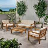 Outdoor 4 Seater Acacia Wood Chat Set with Cushions - NH712013