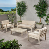 Outdoor 4 Seater Acacia Wood Chat Set with Cushions - NH802013