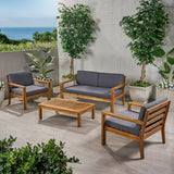 Outdoor 4 Seater Acacia Wood Chat Set with Cushions - NH712013