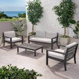 Outdoor 4 Seater Acacia Wood Chat Set with Cushions - NH312013