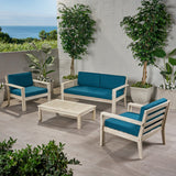 Outdoor 4 Seater Acacia Wood Chat Set with Cushions - NH802013