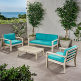 Outdoor 4 Seater Acacia Wood Chat Set with Cushions - NH802013