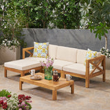 Outdoor Acacia Wood 5 Piece Sofa Set - NH062803