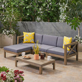 Outdoor Acacia Wood 5 Piece Sofa Set - NH062803