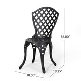 Traditional Outdoor 3-Piece Black with Bronze Cast Aluminum Bistro Set - NH080992