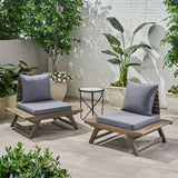 Outdoor Wooden Club Chairs with Cushions (Set of 2), Dark Gray and Gray Finish - NH171903