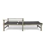 Outdoor Rustic Acacia Wood Chaise Lounge with Wicker Seating - NH609603