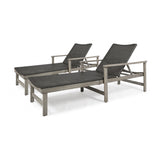 Outdoor Rustic Acacia Wood Chaise Lounge with Wicker Seating - NH609603