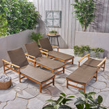 Outdoor Rustic Acacia Wood Chaise Lounge with Wicker Seating - NH609603