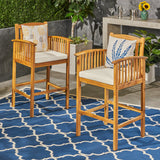 Outdoor Acacia Barstools, Gray Finish and Dark (Set of 2) - NH840603