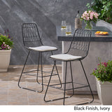 Outdoor 26" Seats Iron Counter Stools with Cushions (Set of 2) - NH895703