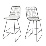 Outdoor 26" Seats Iron Counter Stools with Cushions (Set of 2) - NH895703