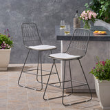 Outdoor 26" Seats Iron Counter Stools with Cushions (Set of 2) - NH895703