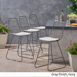 Outdoor 26" Seats Iron Counter Stools with Cushions (Set of 4) - NH806703