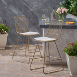 Outdoor 26" Seats Iron Counter Stools with Cushions (Set of 2) - NH895703