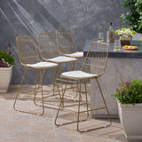 Outdoor 26" Seats Iron Counter Stools with Cushions (Set of 4) - NH806703