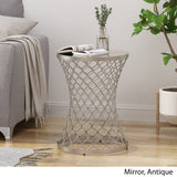 Modern Iron Hourglass Accent Table with Mirrored Top - NH052803